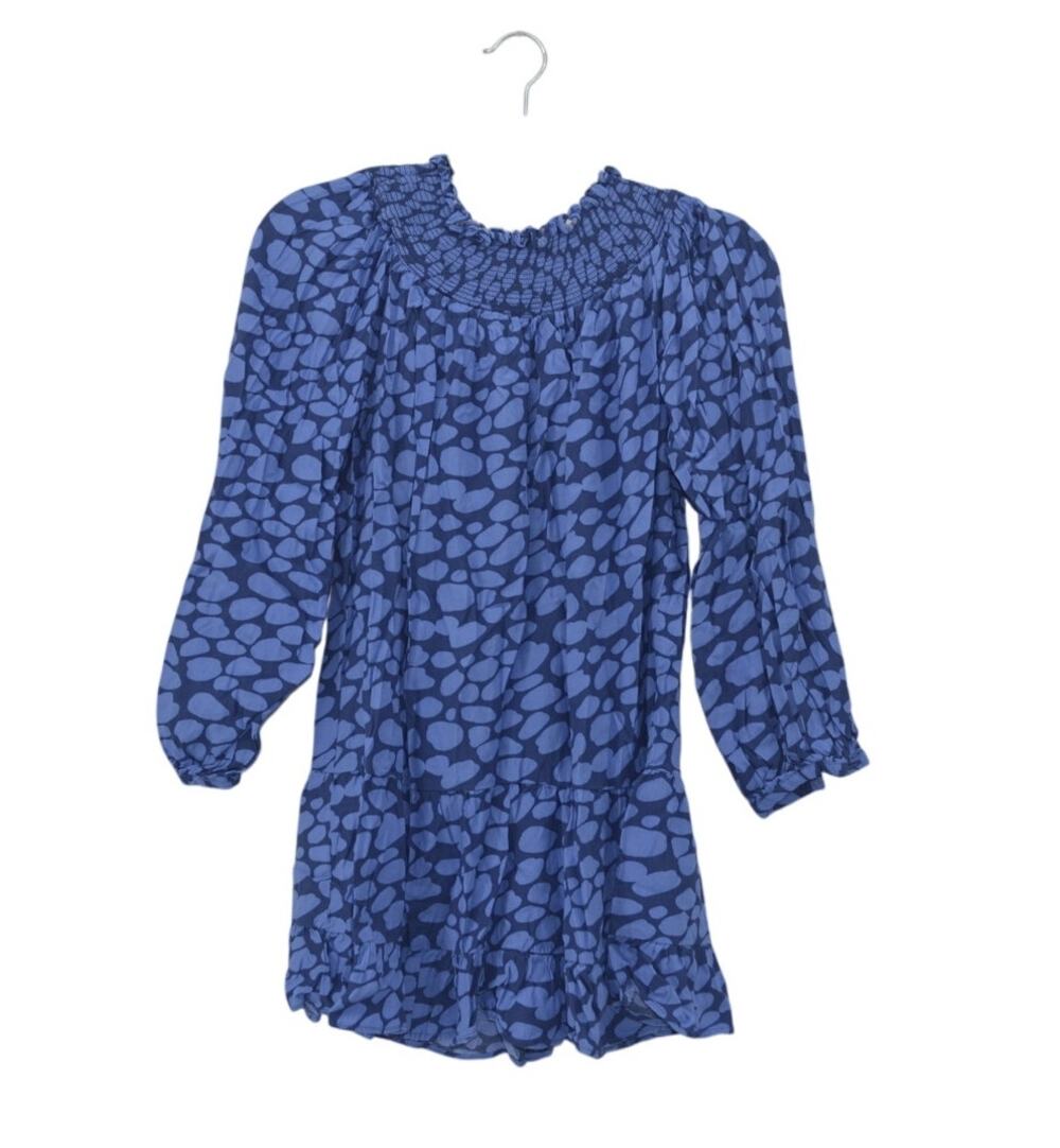 Loft Petite Women Blue Dress XSP  Petites Cheetah Print Spot